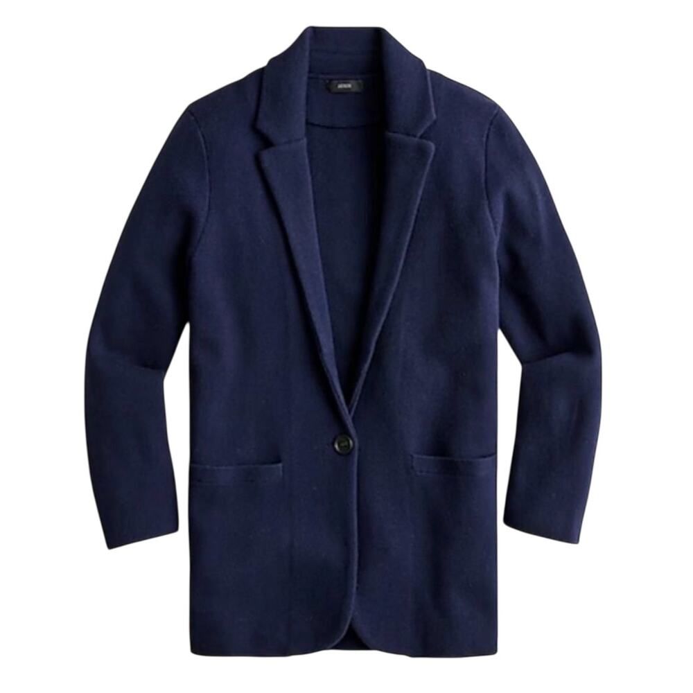 J.Crew Cecile Relaxed Knit Sweater Blazer One Button Navy Size Small Classic
